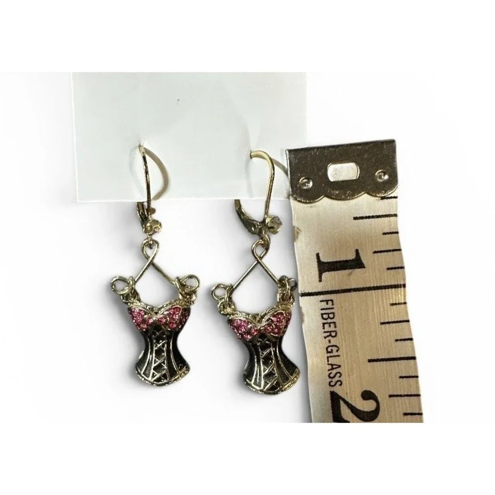 VINTAGE RARE Betsey Johnson Gold Crystals earrings 